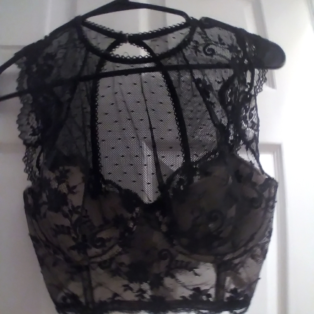 Black lace bra top